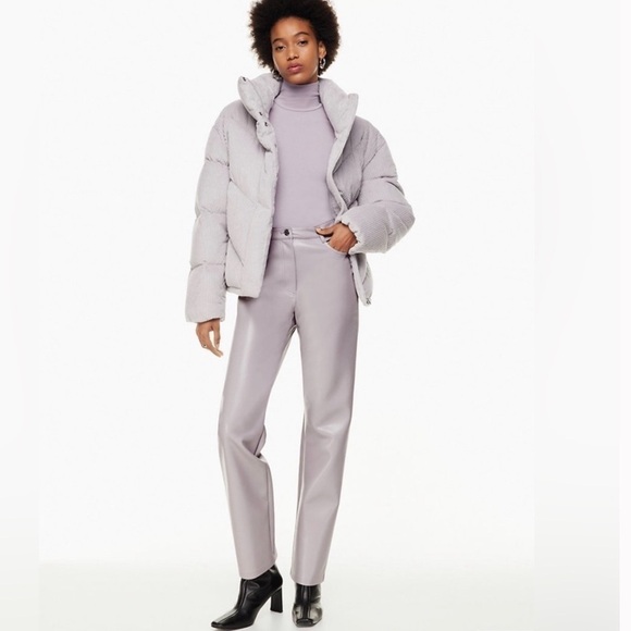Wilfred Pants - Aritzia Wilfred The Melina High Waisted Vegan Leather Pants in Morado Gray Sz 8